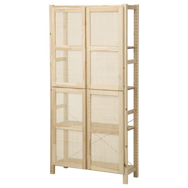 Shelving Unit With Doors, Pine 1