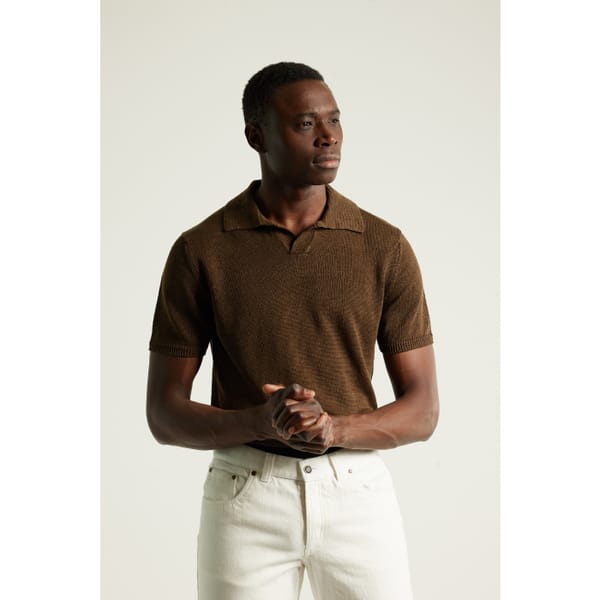 J Ottaway Dark Brown Knitted Polo