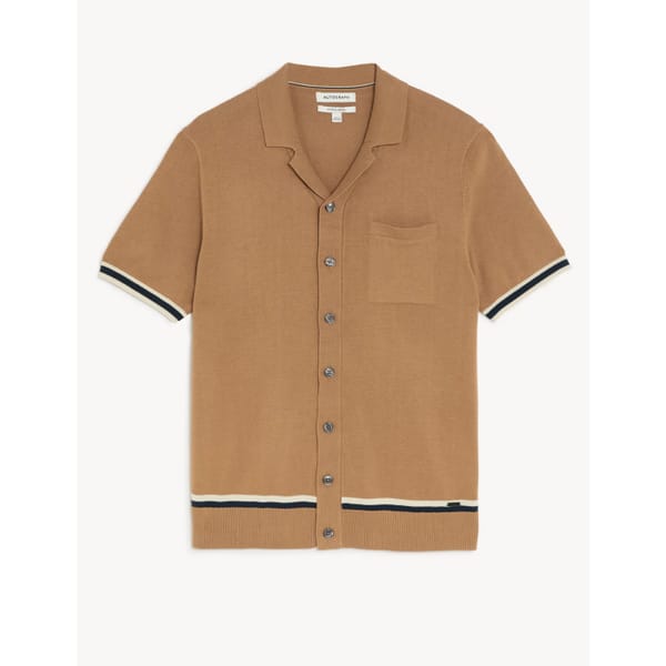 M_S Cotton Rich Tipped Knitted Polo Shirt