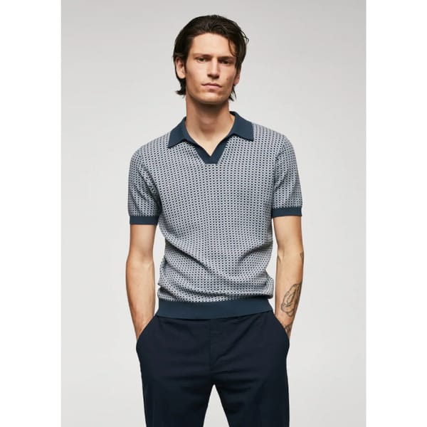 MANGO Fine knitted polo shirt geometric structure