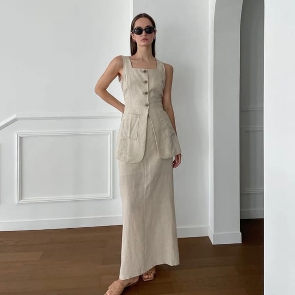 Toya Linen Skirt Oat