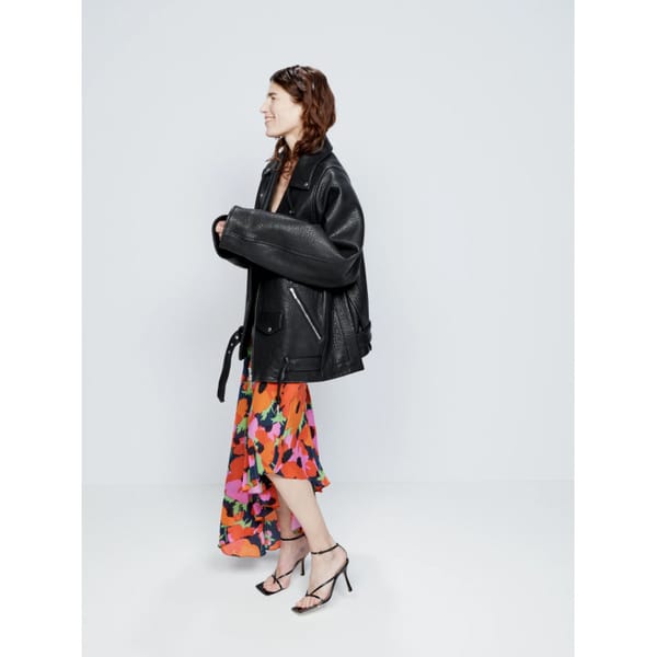 matches raey RAEY Curved pocket tumbled-leather biker jacket