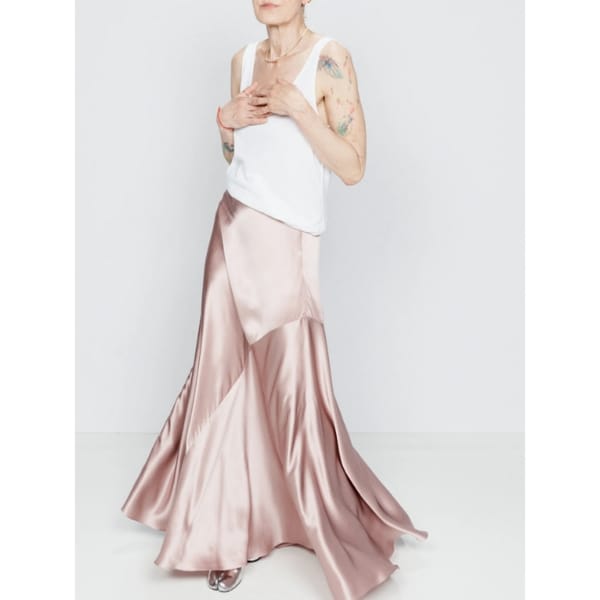 Panelled Silk-satin Full Slip Skirt