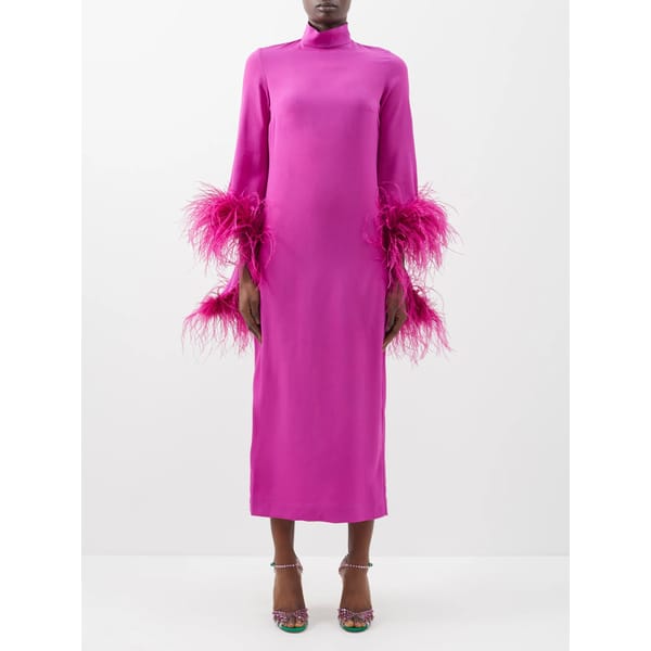 Del Rio ostrich-feather trimmed crepe dress