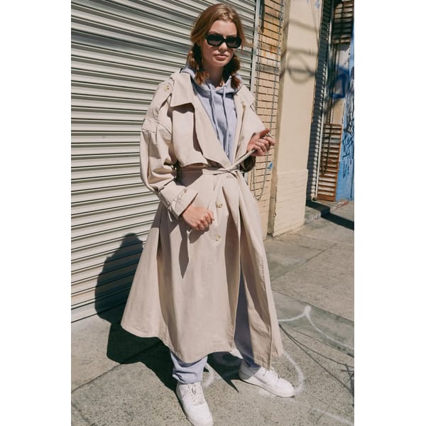 nasty gal Hooded Oversized Belted Trench Coat