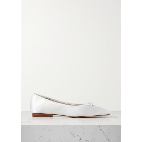 Bow-embellished satin ballet flats