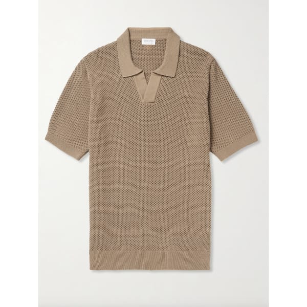NETAPORTER SUNSPEL Honeycomb-Knit Cotton Polo Shirt