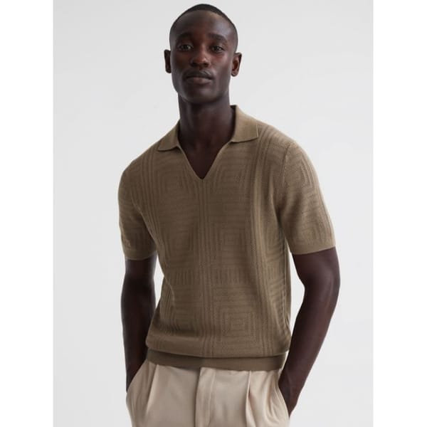 Reiss THAMES SLIM FIT KNITTED COTTON SHIRT