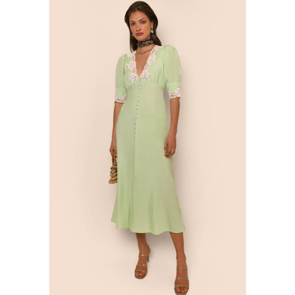 RIXO Simone £235 Linen-Mix Midi Dress
