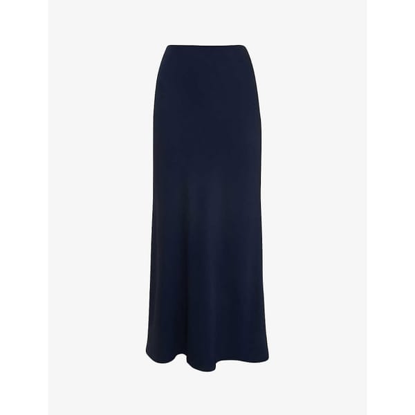 selfrdiges WHISTLESBias-cut satin recycled-polyester midi skirt