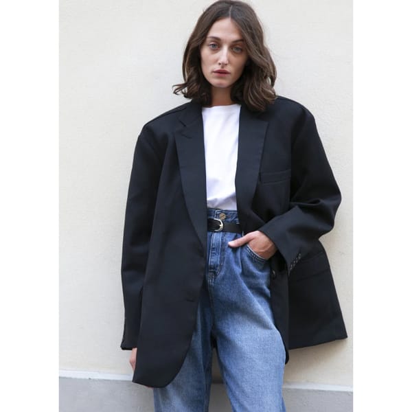 the frankie shop FRANKIE OVERSIZED BOYFRIEND BLAZER - BLACK