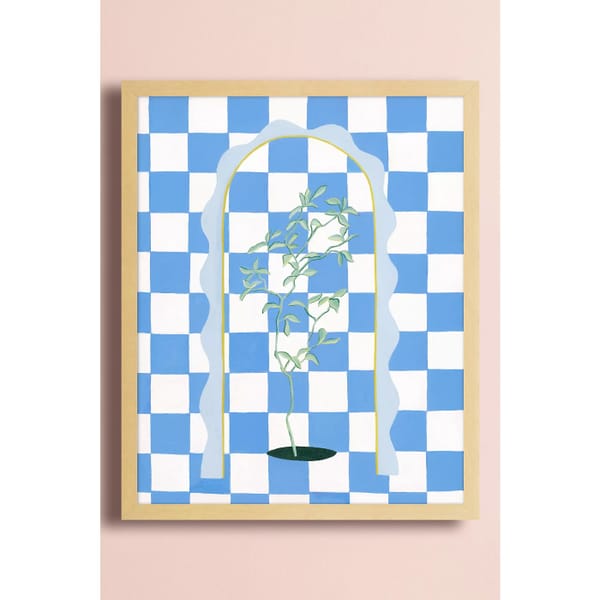 Blue Check with Wavy Arch by Katherine George Wall Art