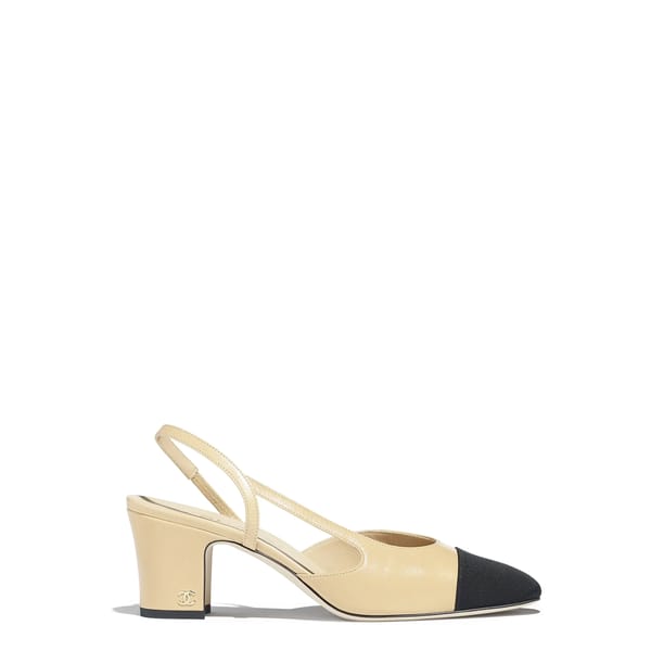 chanel Goatskin & Grosgrain slingback shoes
