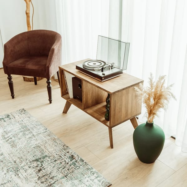 wooden record storage unit