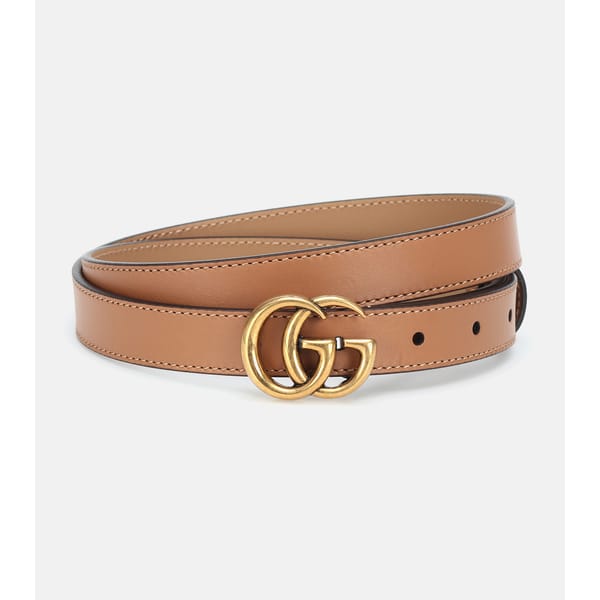 GUCCI GG leather belt in tan and gold