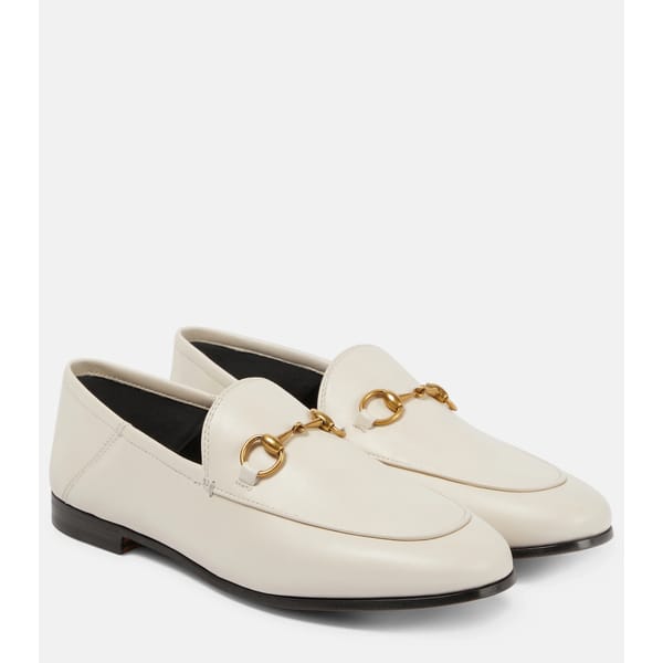 white gucci loafers with horsebit