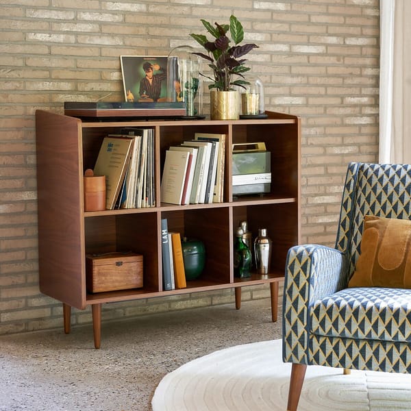 WALNUT RECORD SHLEVING UNIT