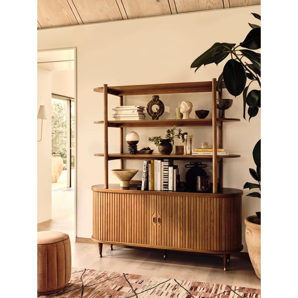 Nora Tambour Shelving Unit, Black Marquina Marble