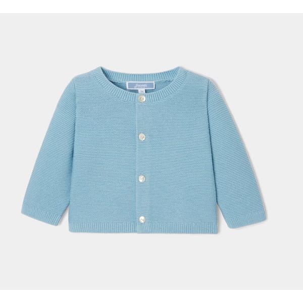 blue Baby boy cardigan in garter stitch