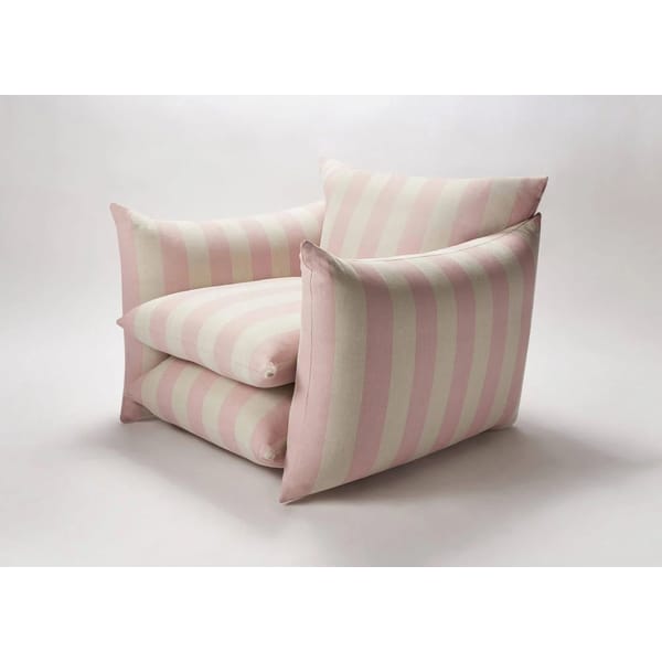 pink and white striped chair