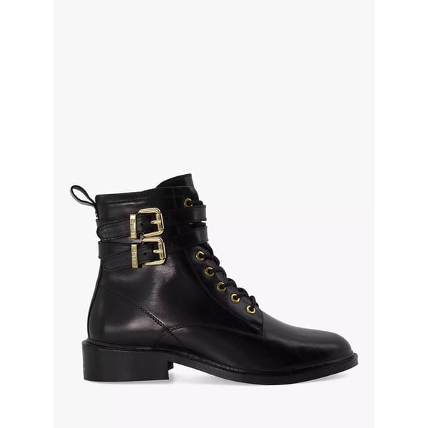 black lace up boots with buckle