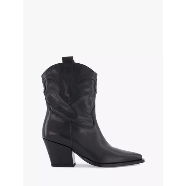 Dune Ponty Leather Western Boot, Black