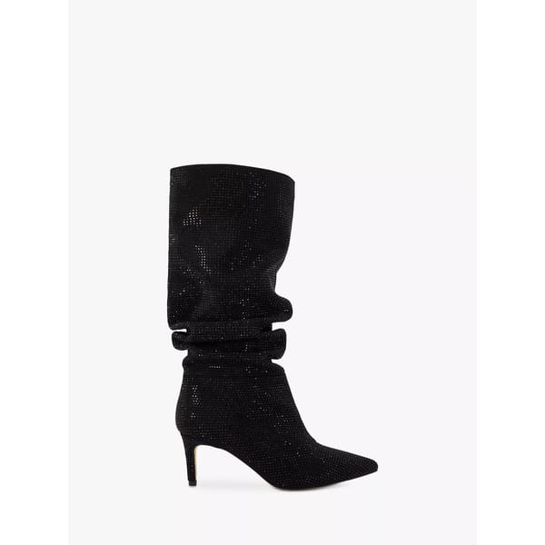 black crystal embellished slouchy boots