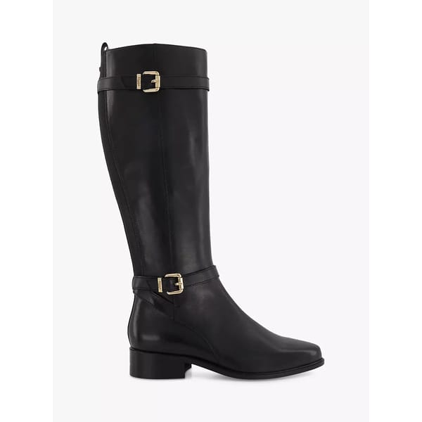 black knee high boots with buckle