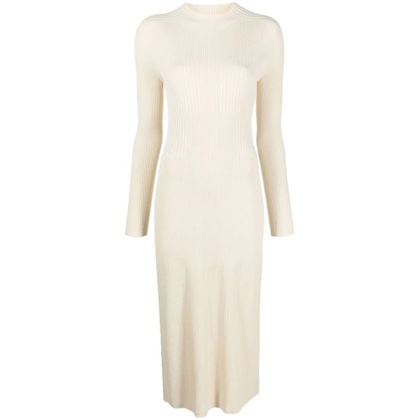 cream knitted midi dress