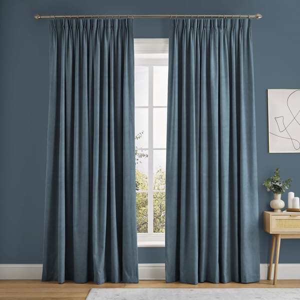 blue curtains