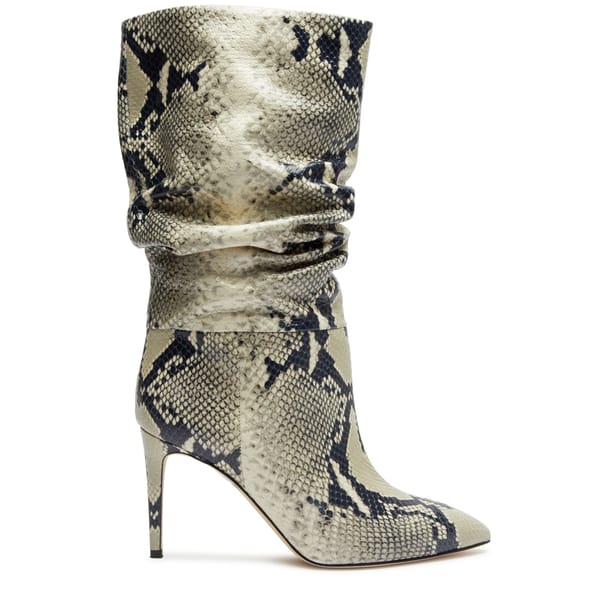python-effect leather mid-calf boots