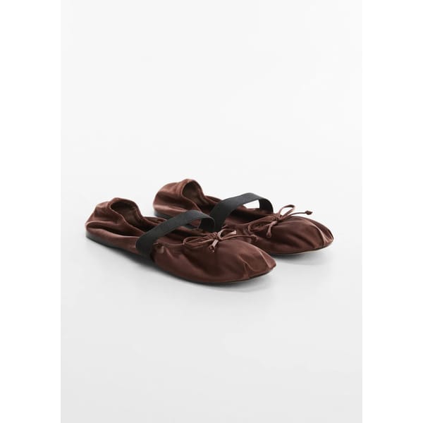 brown Elastic satin ballerinas