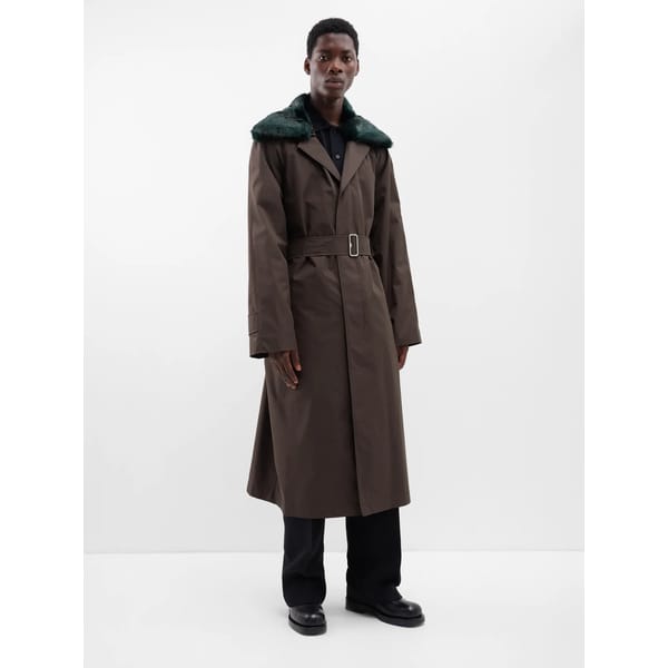 BURBERRY Lambeth faux-fur collar gabardine trench coat