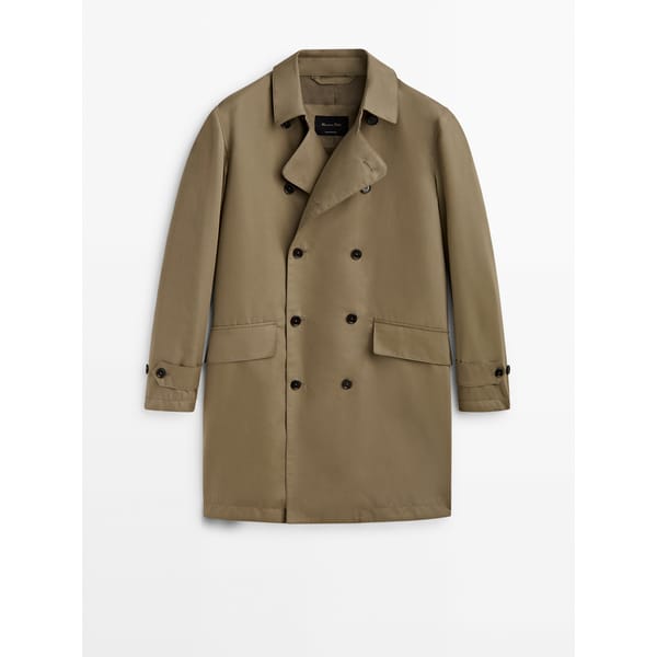 DOUBLE-BREASTED TRENCH JACKET in brown