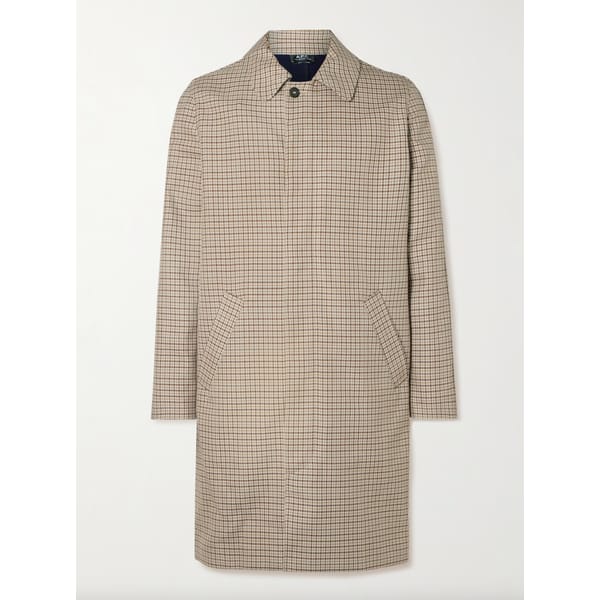 BEIGE CHECKED Cotton Coat