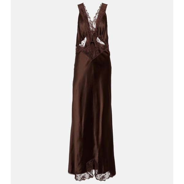 brown SIR Aries silk maxi dress