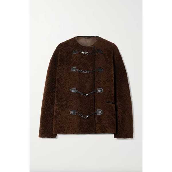 BROWN TOTEME Leather-trimmed shearling jacket