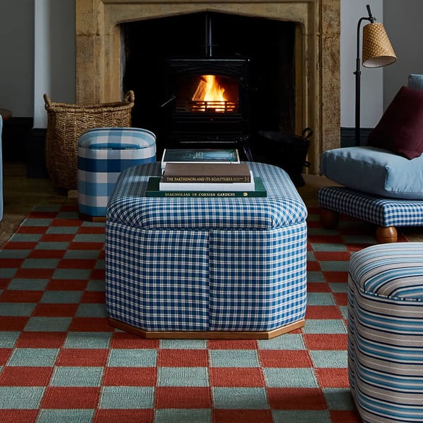 nicola harding Hither Hexagonal Storage Ottoman in sitting room
