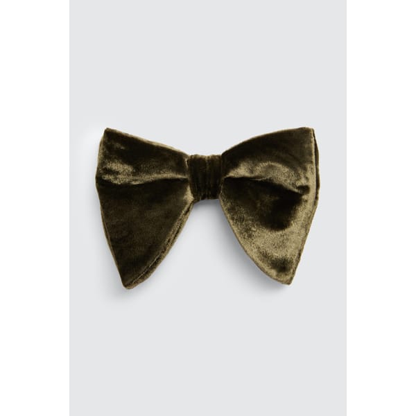 Olive Floppy Velvet Bow Tie