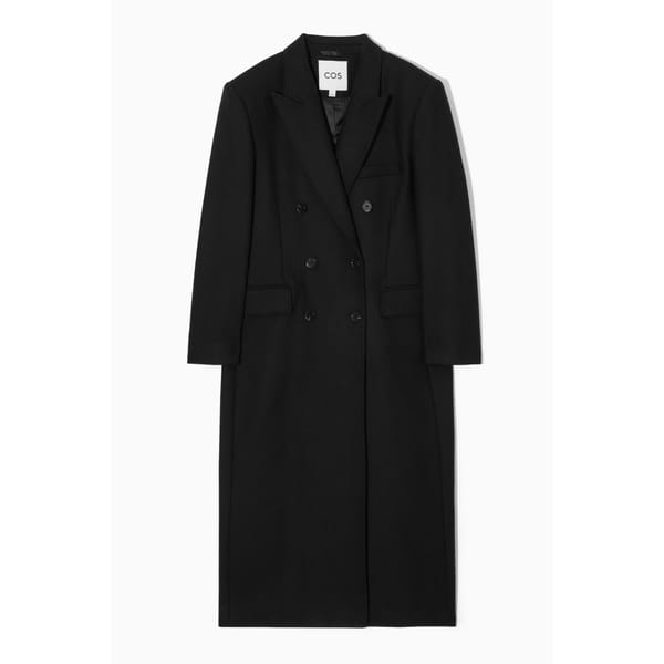 BLACK OVERSIZED DOUBLE-BREASTED WOOL COAT