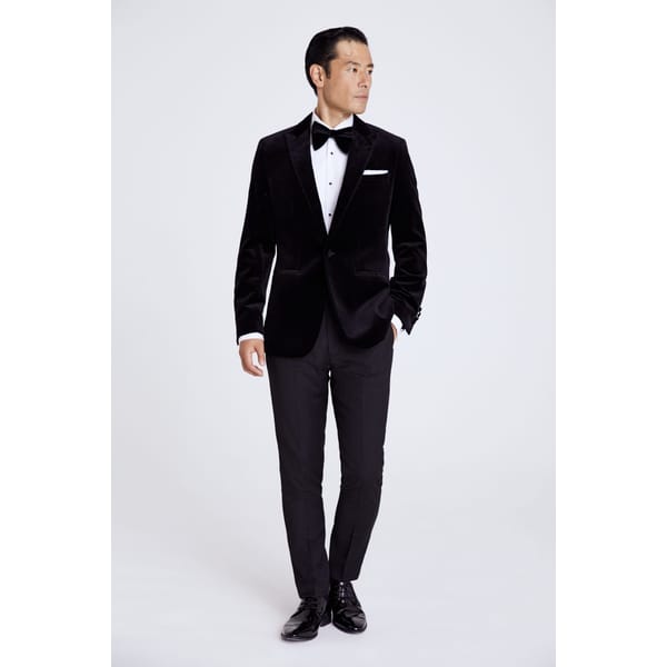 Regular Fit Black Velvet Jacket
