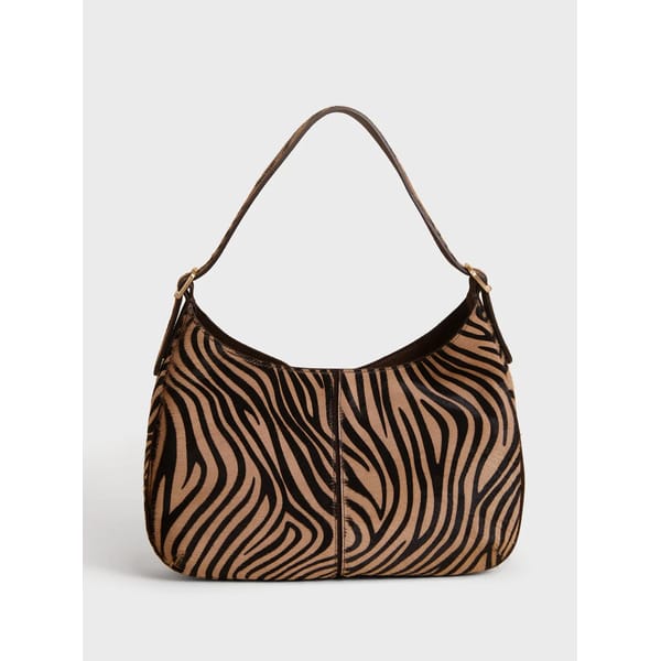 rouje BIG BAG LARGE BEIGE ZEBRA BAG IN SUEDE