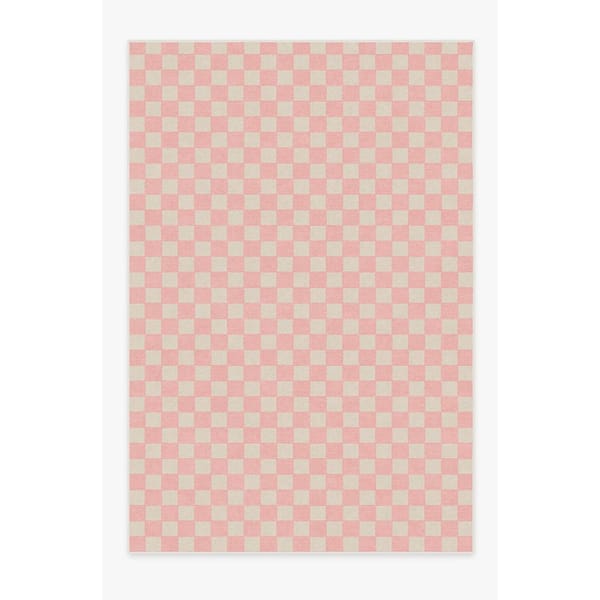 pink checked rug