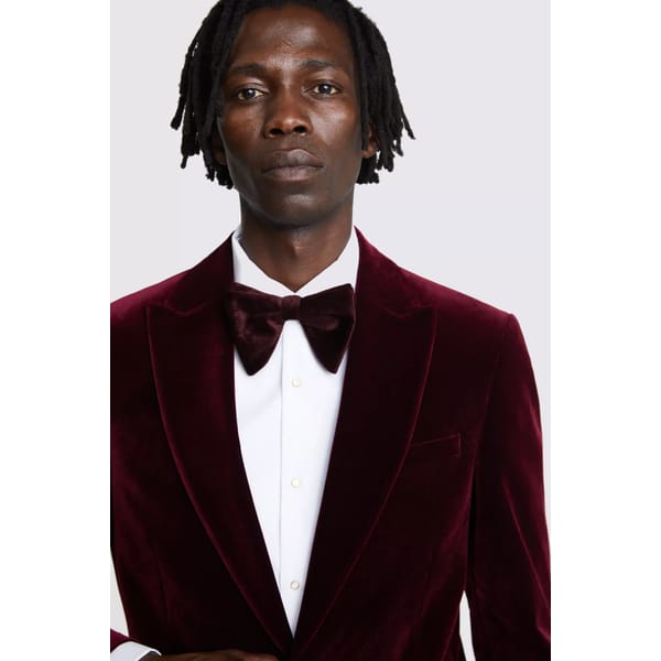 Slim Fit Burgundy Velvet Jacket