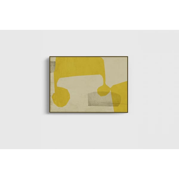 yellow and white abstract print on wall