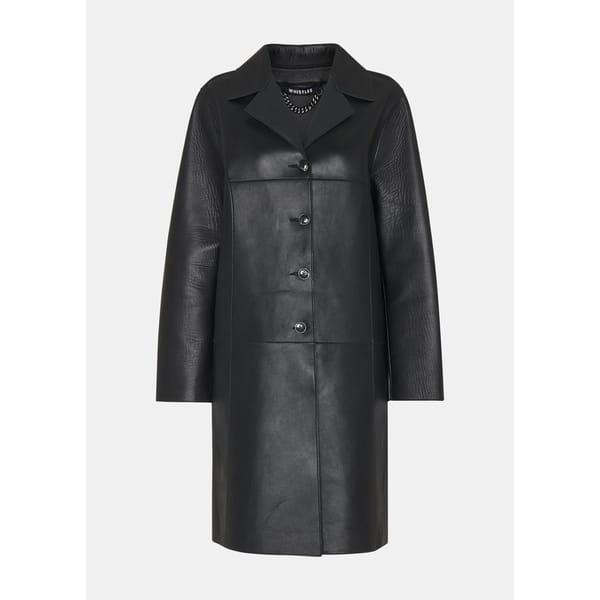 black leather bonded coat