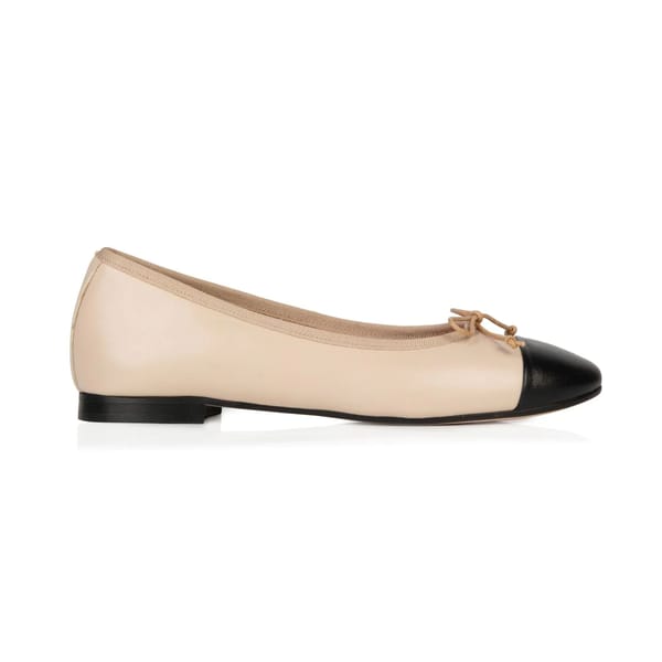 GISELLE- BEIGE & BLACK BALLERINA flats