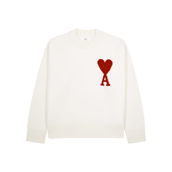 AMI PARIS-Logo-intarsia wool jumper AMI PARIS Logo-intarsia wool jumper