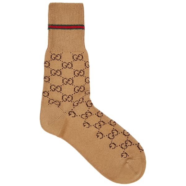 Brown GG-intarsia cotton-blend socks