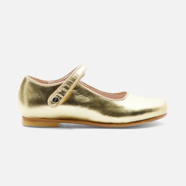gold Girl glazed leather Mary Janes